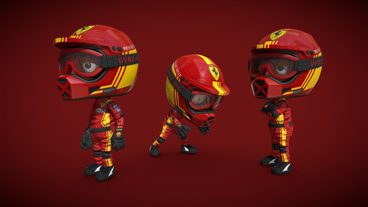 mechanics red 24h le mans toy style 3d model
