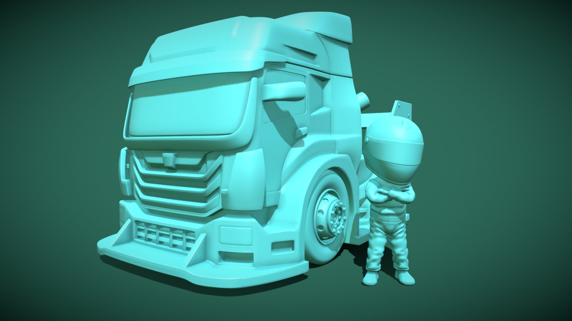 Toon truckracing + driver (3dpaint)