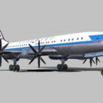 Tupolev Tu114 Airliner 3d Model - Detailed 3D model of the historic Tupolev Tu-114 turboprop airliner in flight.