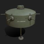 Wallace Leaping Tank 3d Model - Detailed 3D model of Henry Wallace's Leaping Tank, showcasing its unique single-leg propulsion system and armored chassis in a dynamic pose.