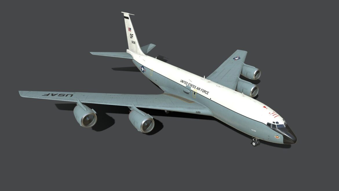 Wc135 Constant Phoenix 3d Model - Highly detailed 3D model of the WC-135 Constant Phoenix atmospheric sampling aircraft, showcasing its distinctive fuselage and sensor arrays.