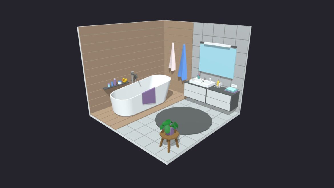 bath room 11 low poly 3d model