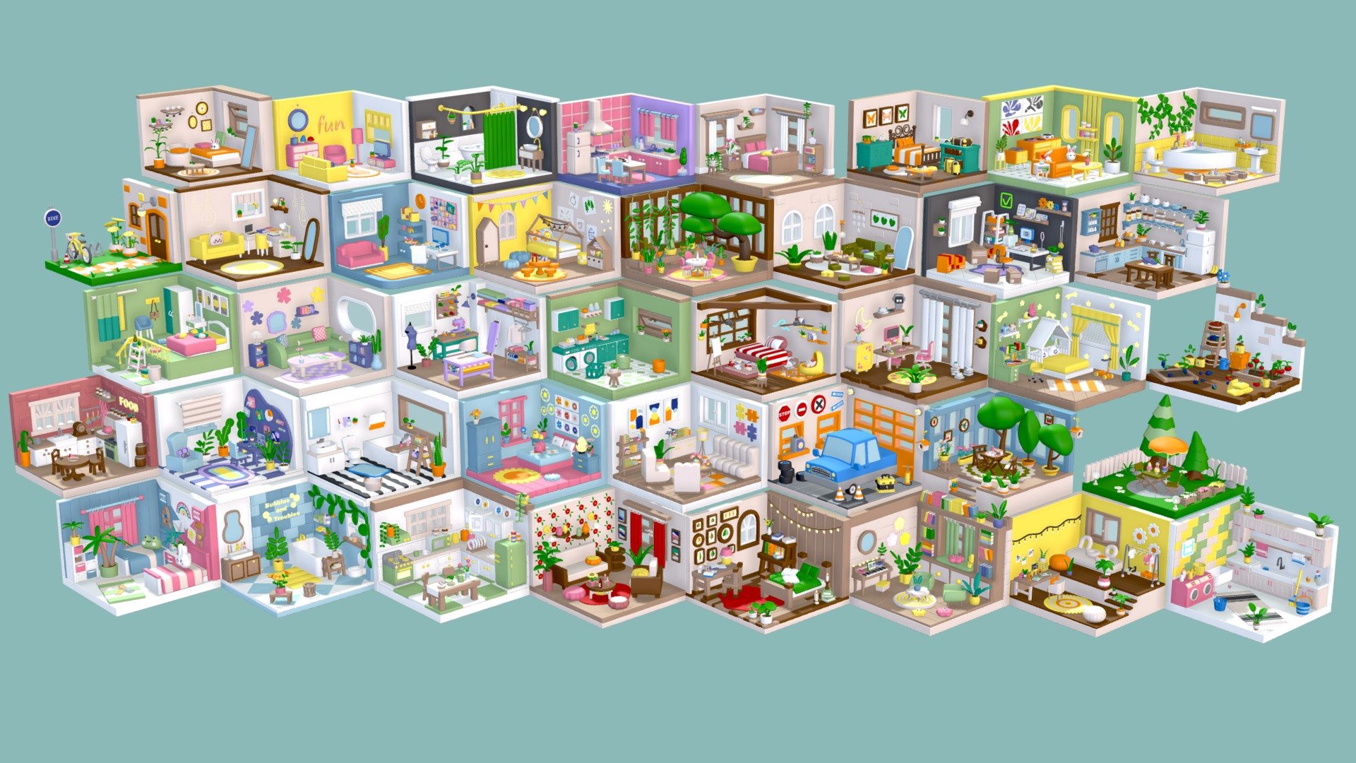 BIG PACK Cozy Cartoon Rooms Interiors 2