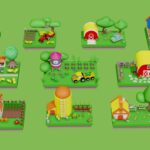 cartoon farm islands exteriors 2 3d model