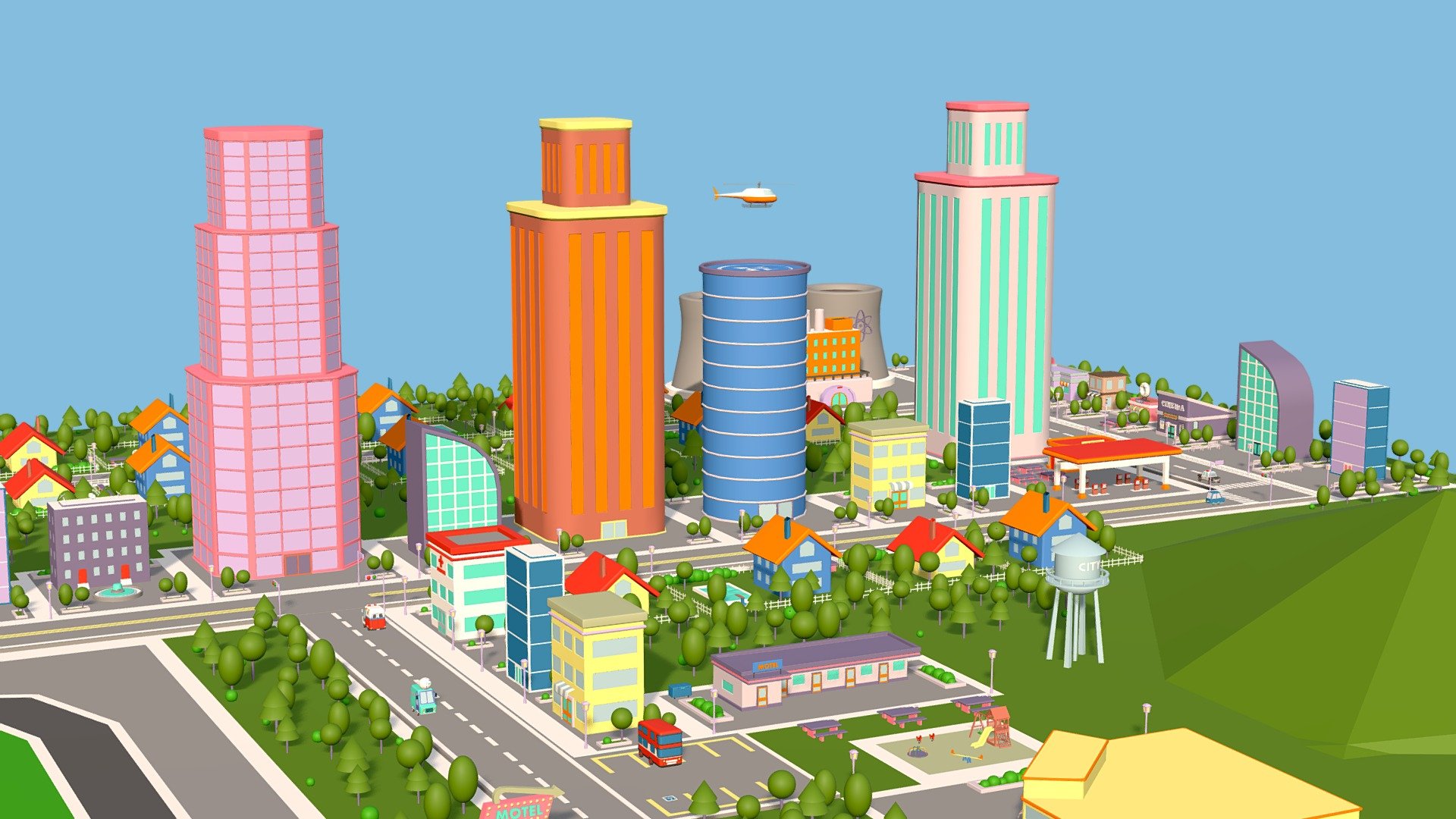 City Set Low Poly