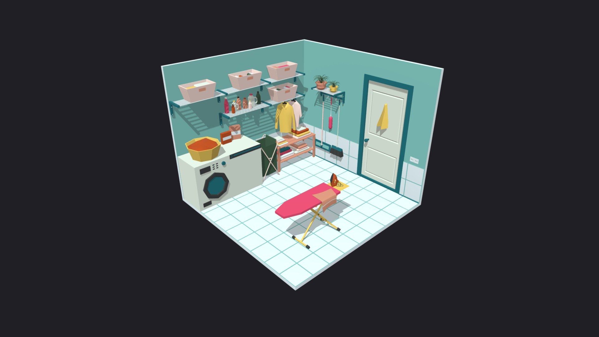Laundry Room 10 Low-poly 3D model