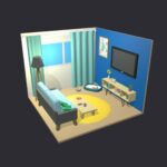 living room 12 low poly 3d model