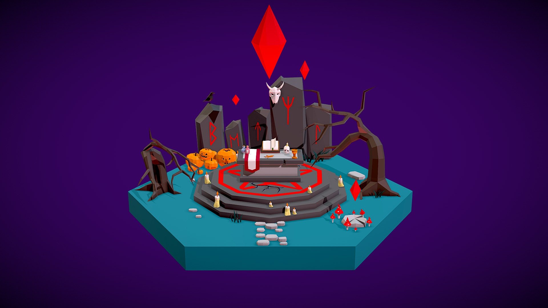 Low Poly Mystical Halloween Tile