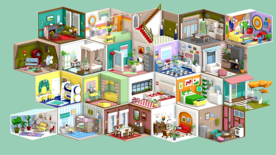 low poly retro vintage rooms interiors 2 3d model