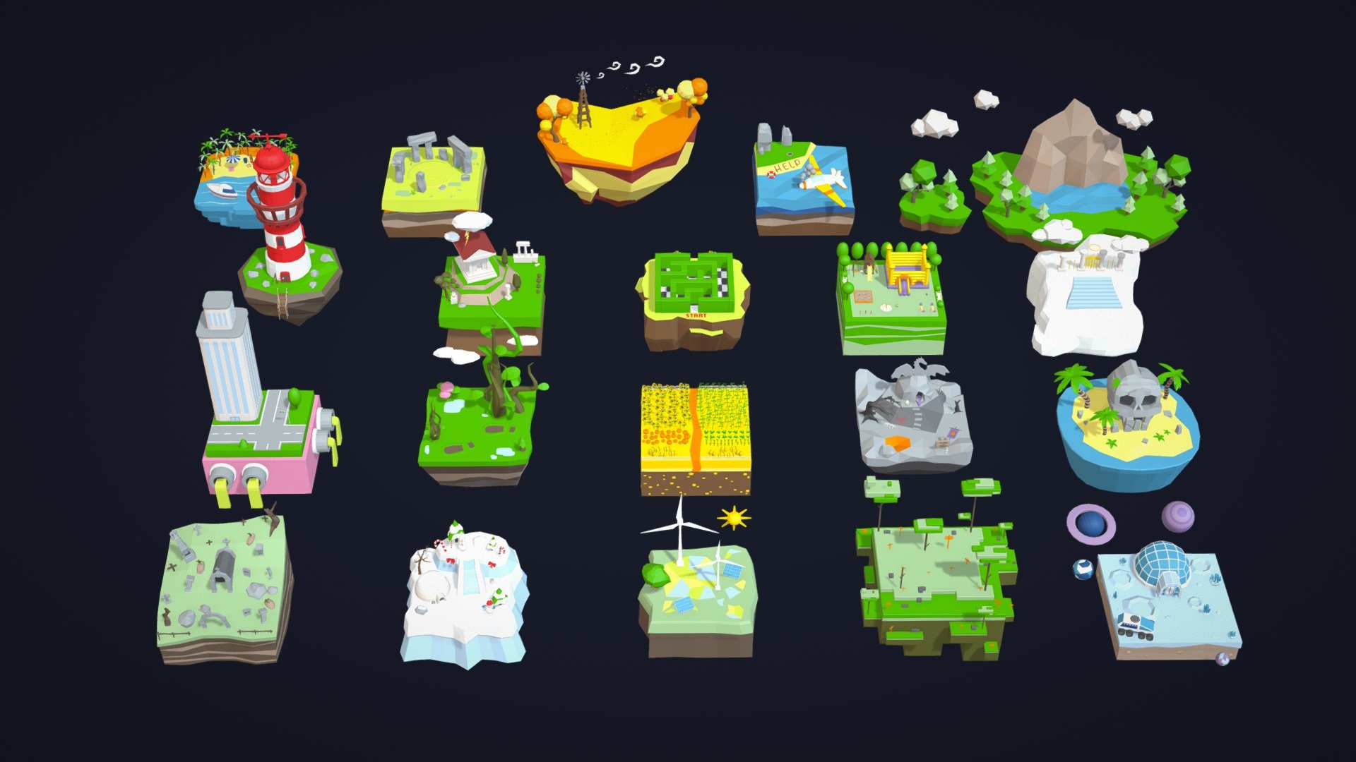 Low Poly Worlds Islands Exteriors Pack 2