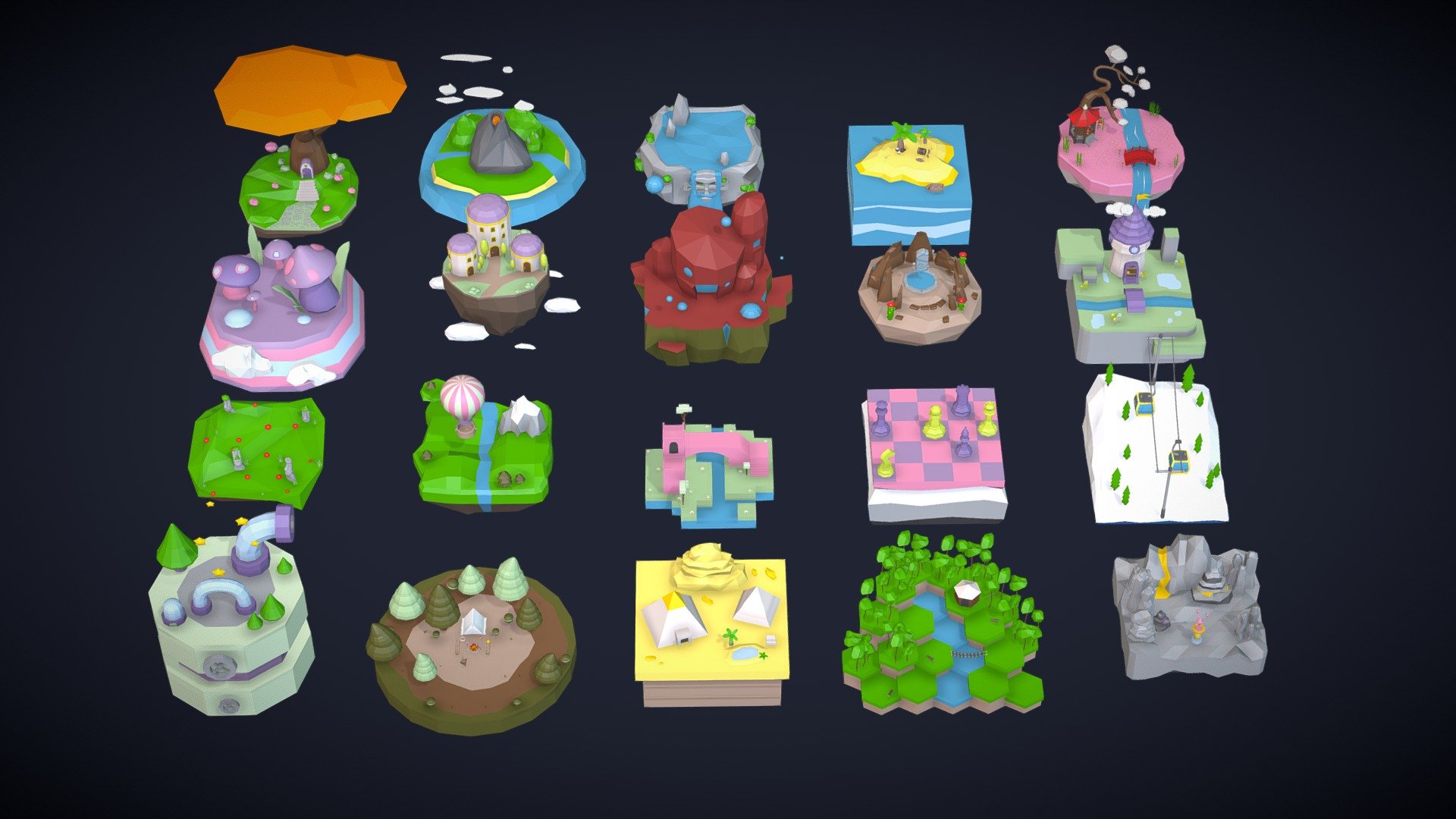 Low Poly Worlds Islands Exteriors Pack 3