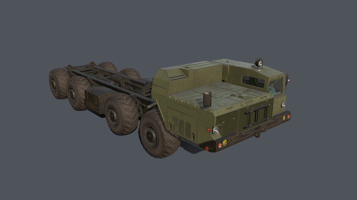 Maz543 Uragan Truck 3d Model - High-detail 3D model of a MAZ-543 Uragan 8x8 Soviet military artillery truck