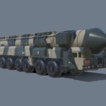 Yars Missile 3d Model - Highly detailed 3D model of the RS-24 Yars SS-29 intercontinental ballistic missile, showcasing its formidable design.