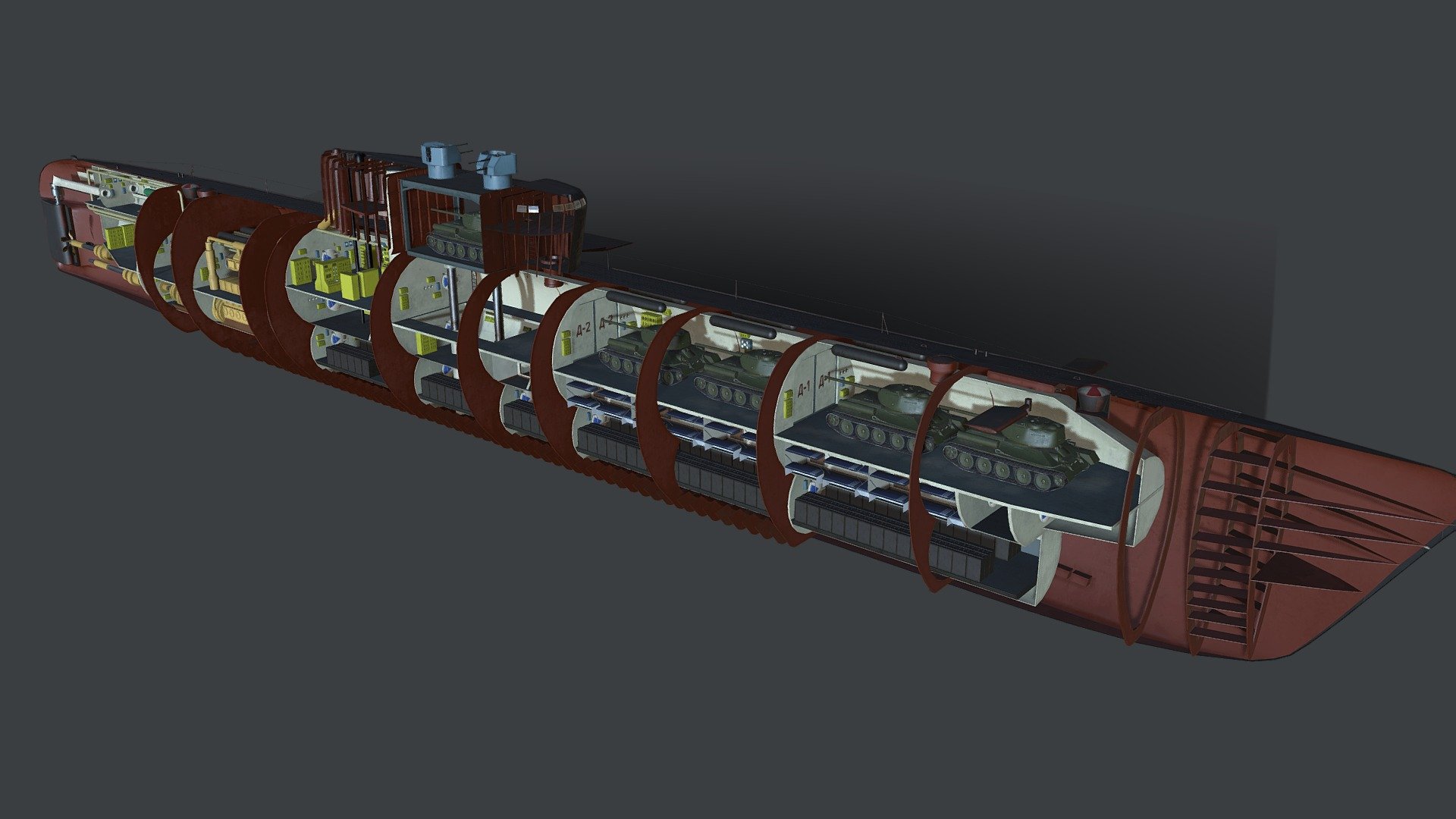 Submarine project 626 cutaway