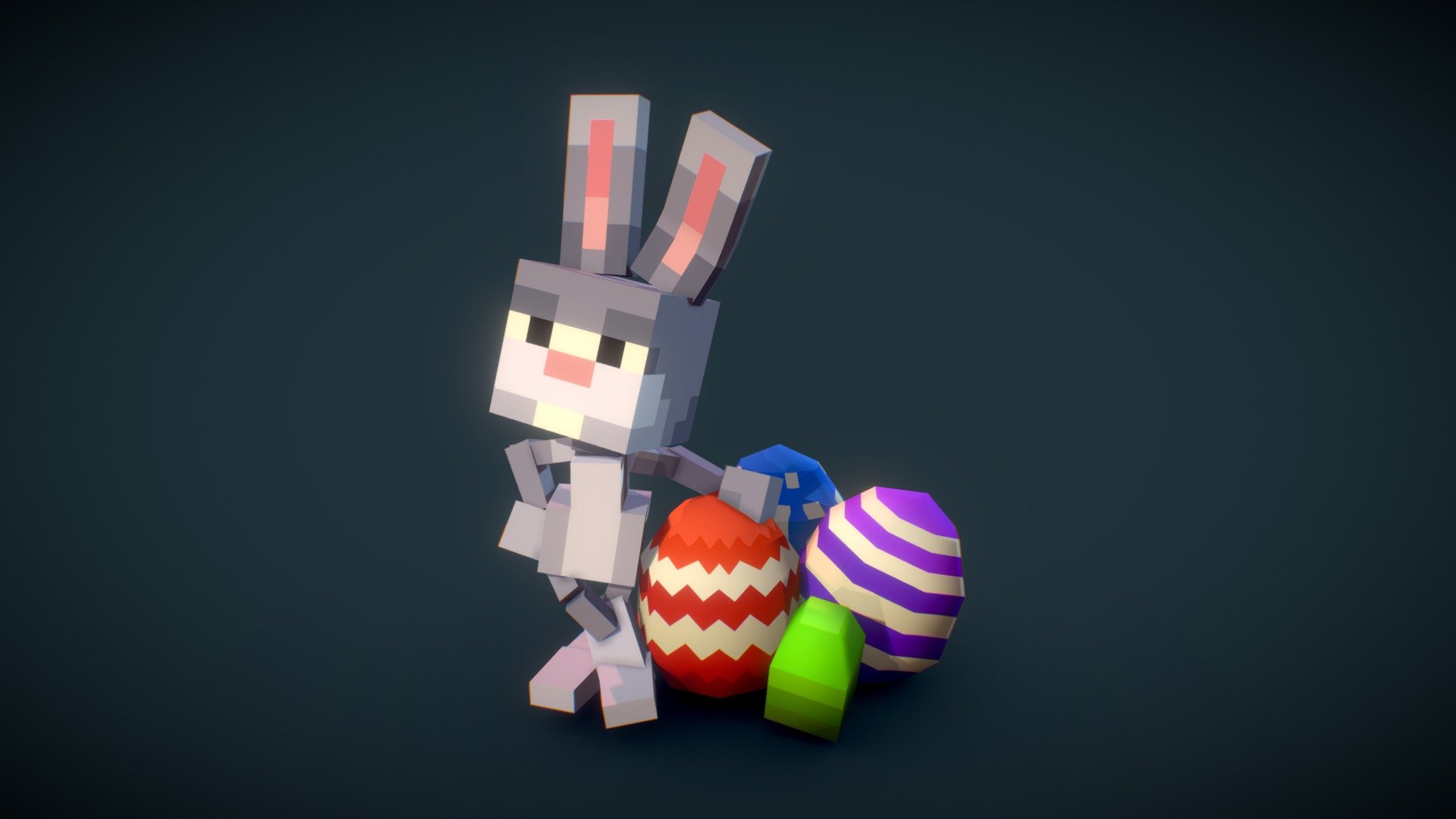 3D Pixel Easter Bunny