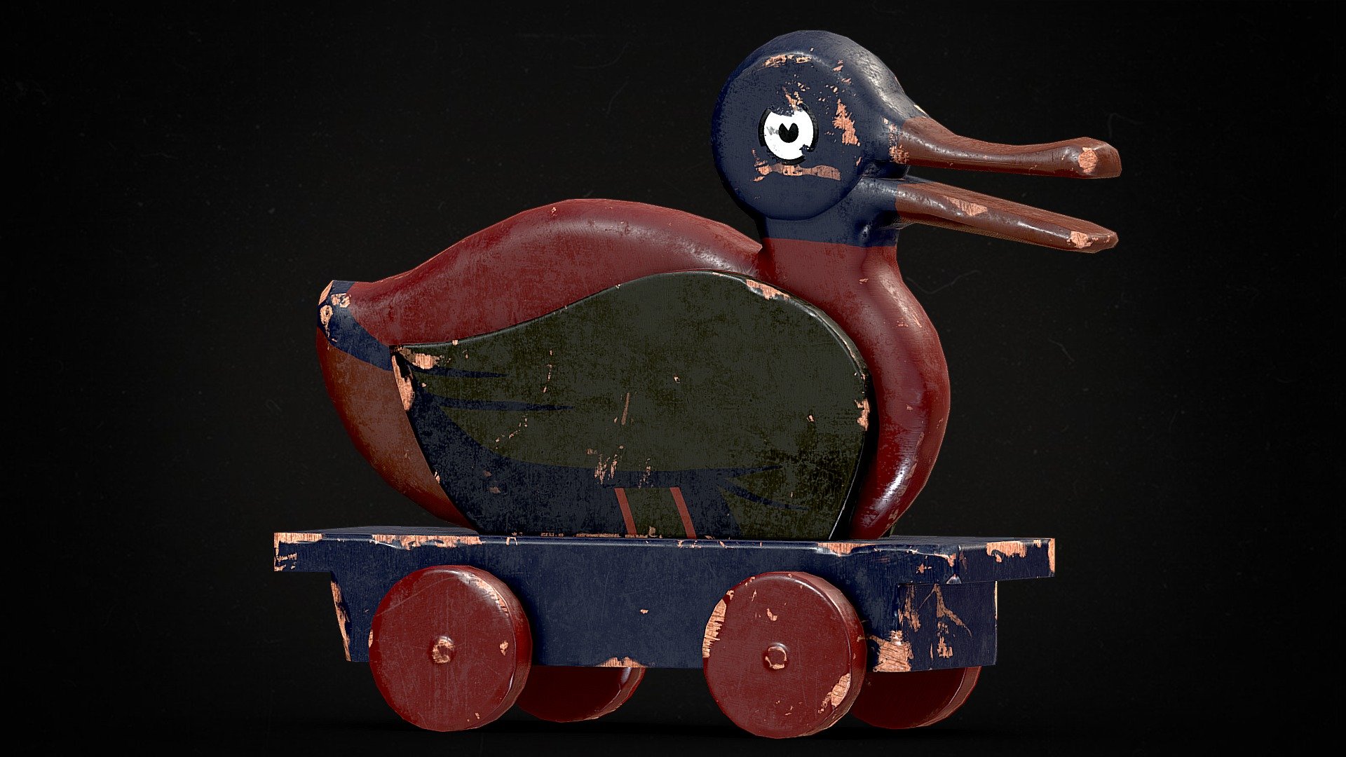 50’s Wood Duck Toy Vintage Retro Game asset