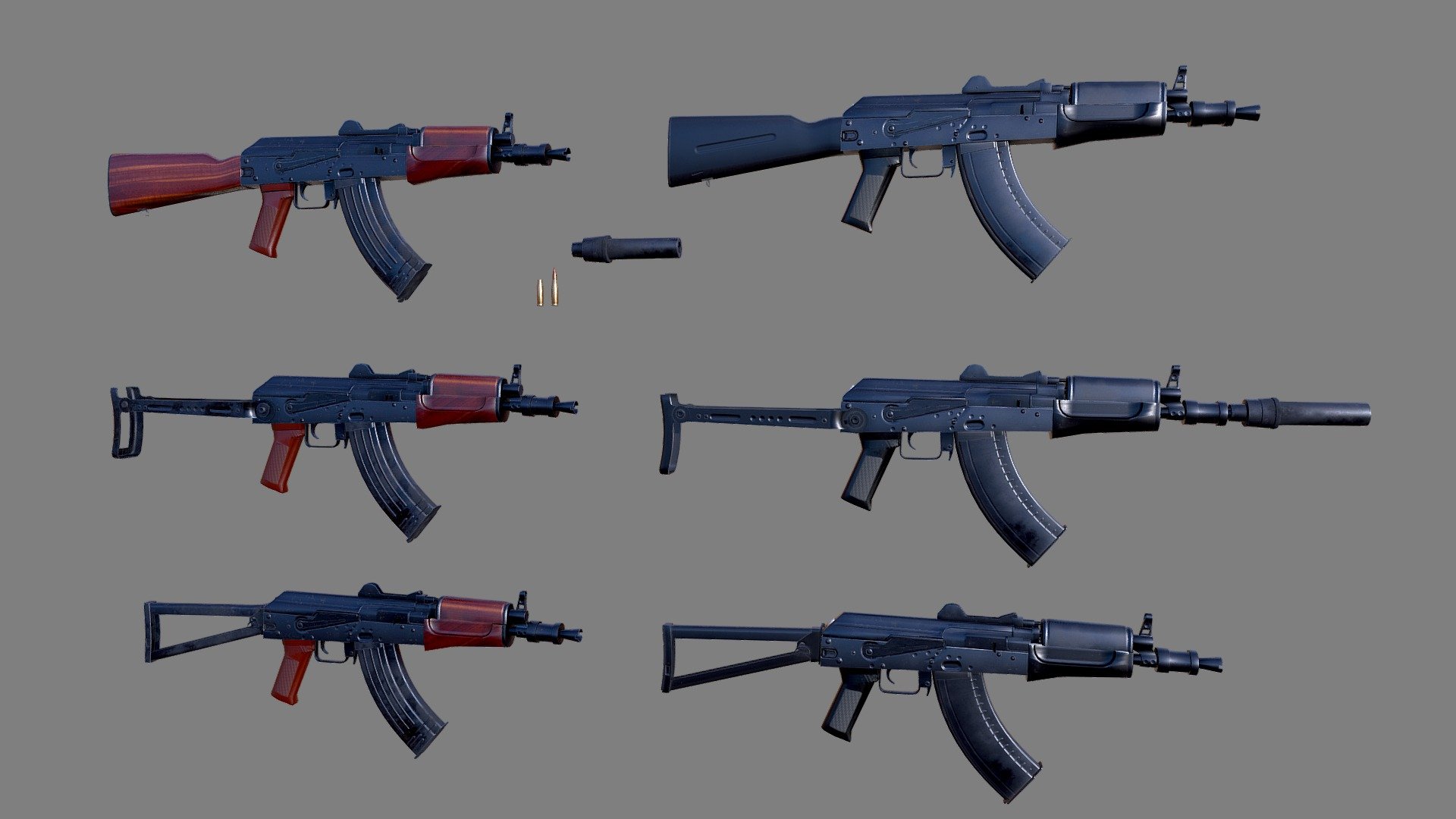 AKS Russian Assault Rifle 6 Variations