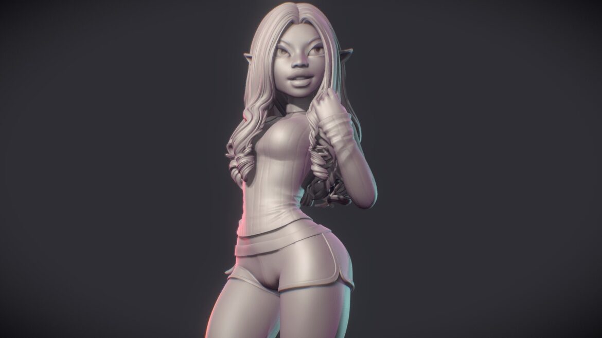 aleysha stylized sculpt work in progress 3d model