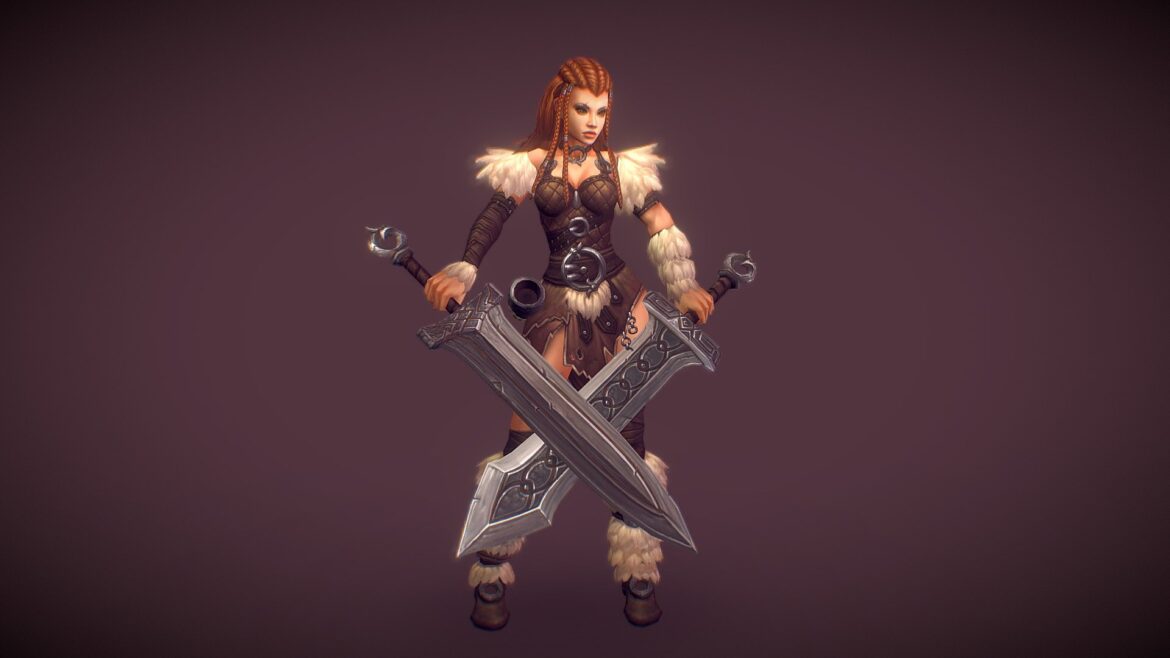 barbarian girl 3d model