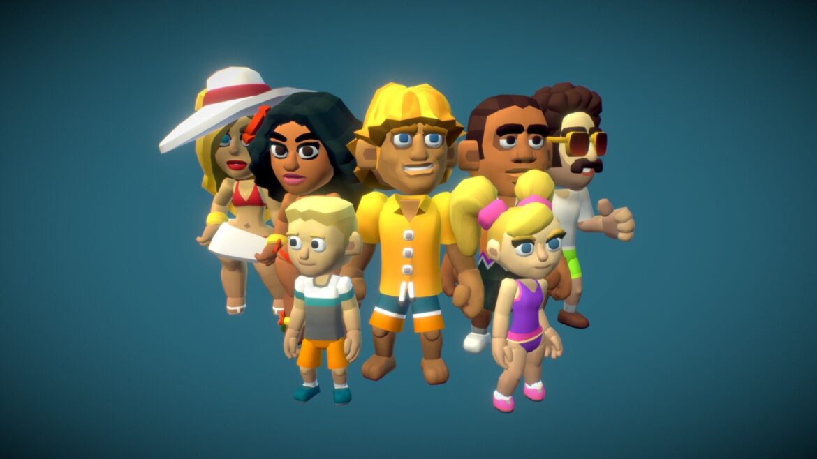 beach resort characters proto series 3d model