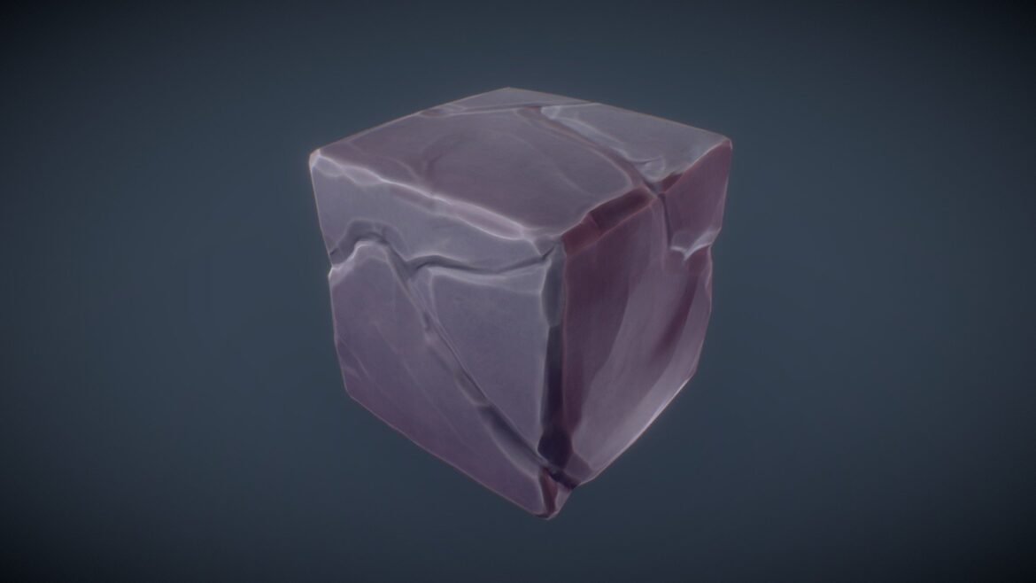 black granite cube pbr handpainted series 3d model