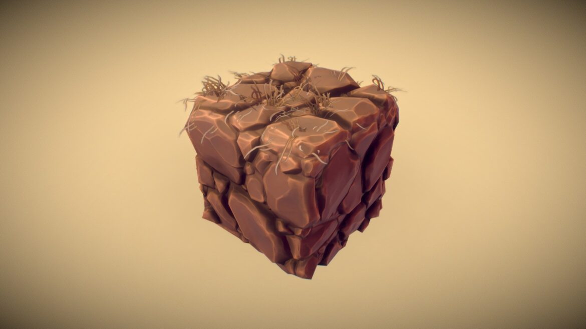 cracked earth cube pbr hand painted series 3d model