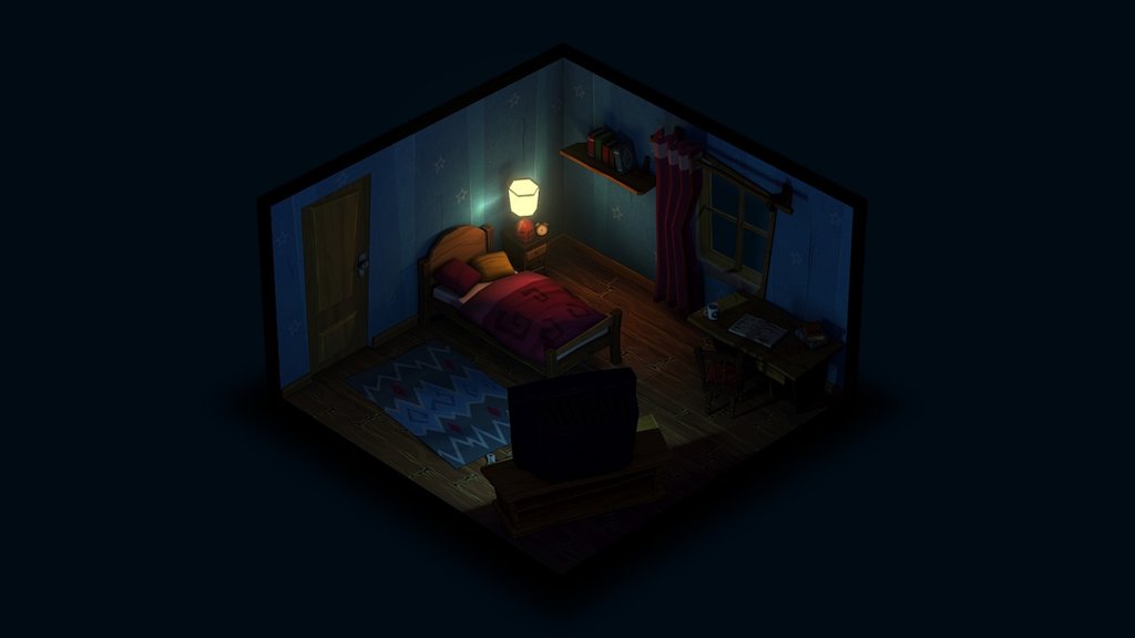 cuarto de ninos isometric scene 3d model