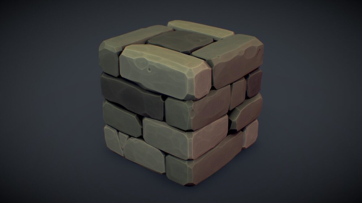 cube world stone block 6 pbr series 3d model