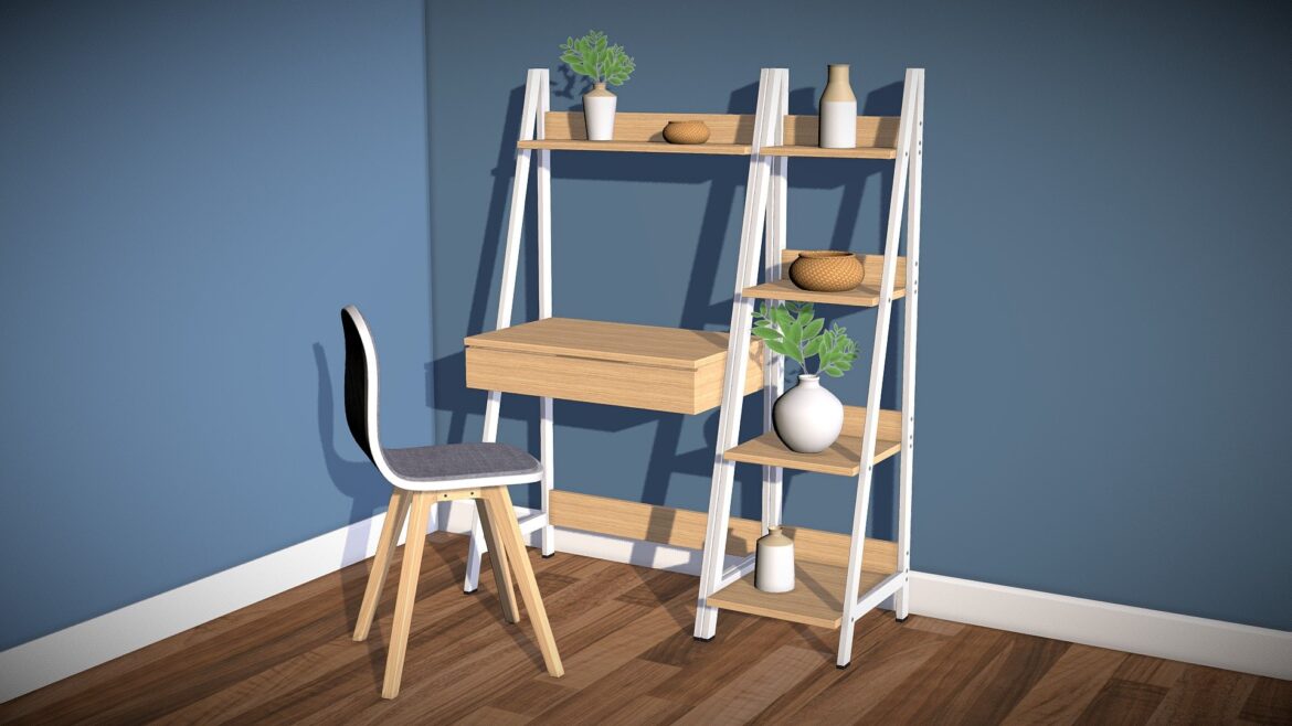 desk amp chair 3d model