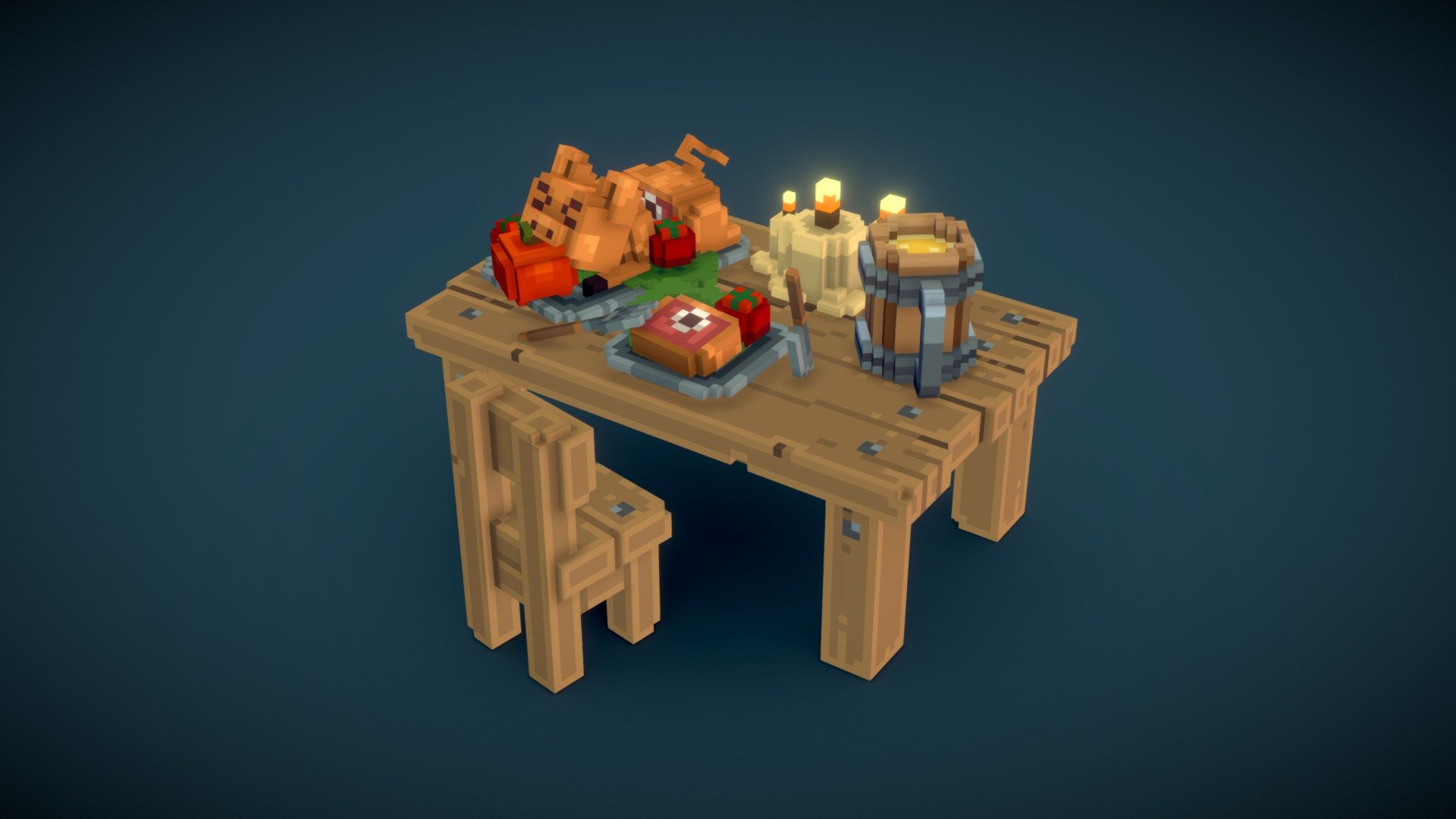 Dinner Table For One – Voxel Art