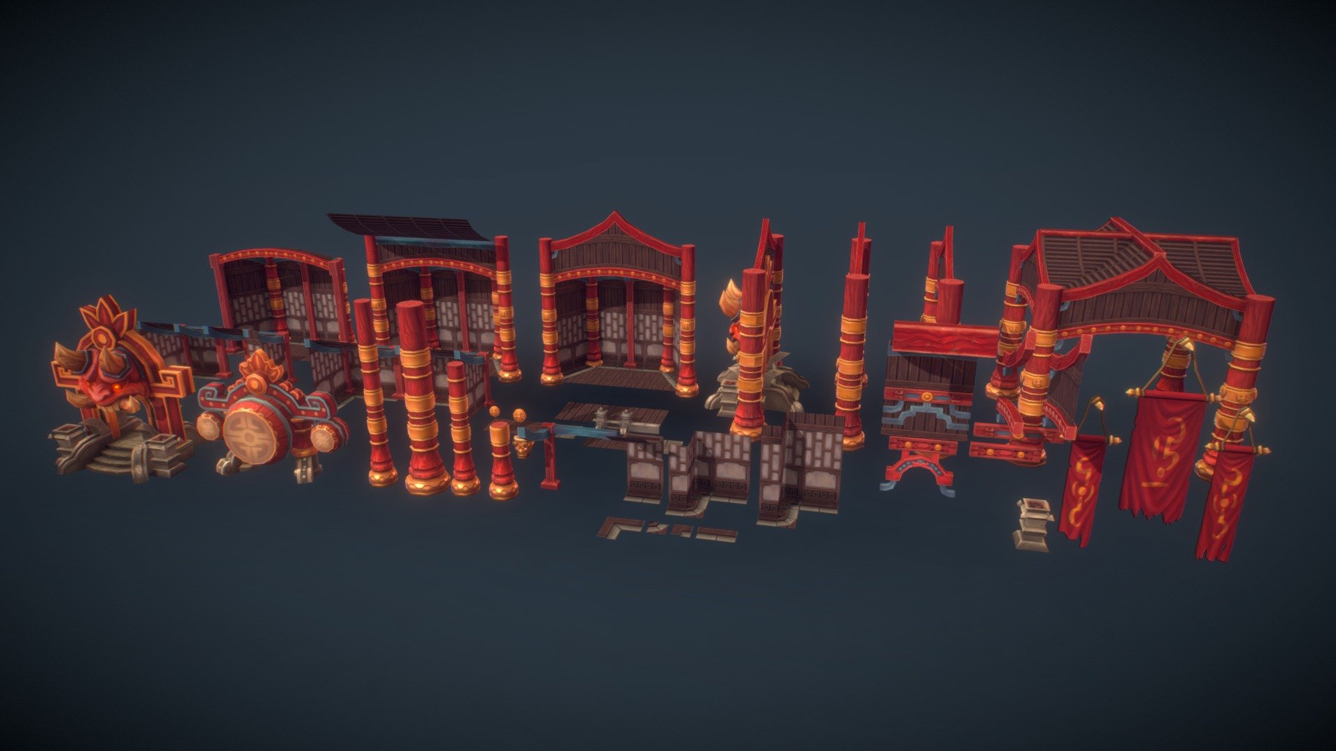 Dojo Set All Parts – Sketchfab Preview