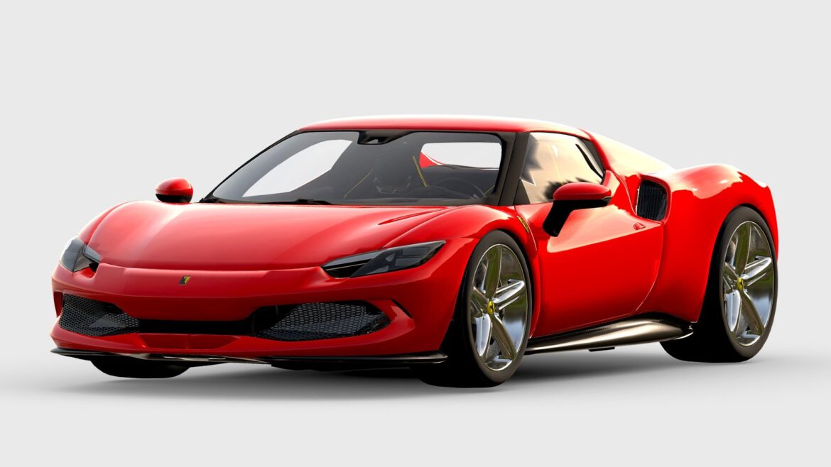 Ferrari Gtb Car 3d Model - Highly detailed 3D model of a Ferrari 296 GTB supercar, showcasing its sleek design, luxurious interior, and advanced aerodynamics.