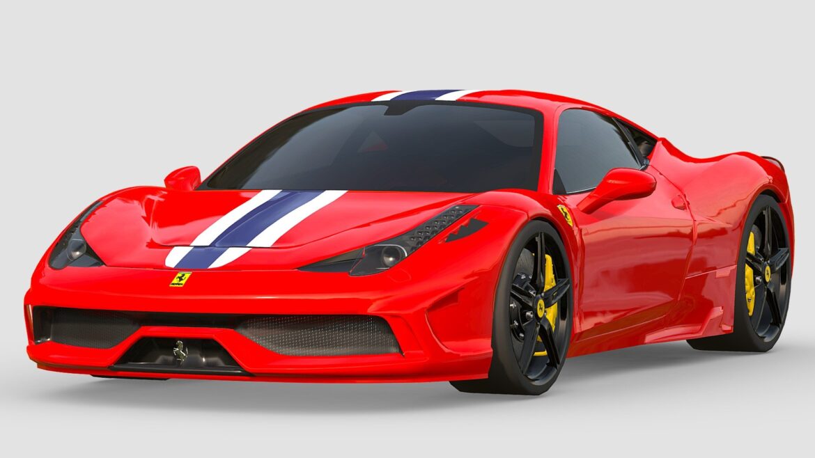 Ferrari Speciale Car 3d Model - Highly detailed 3D model of a Ferrari 458 Speciale supercar, showcasing its iconic design and aerodynamic features.