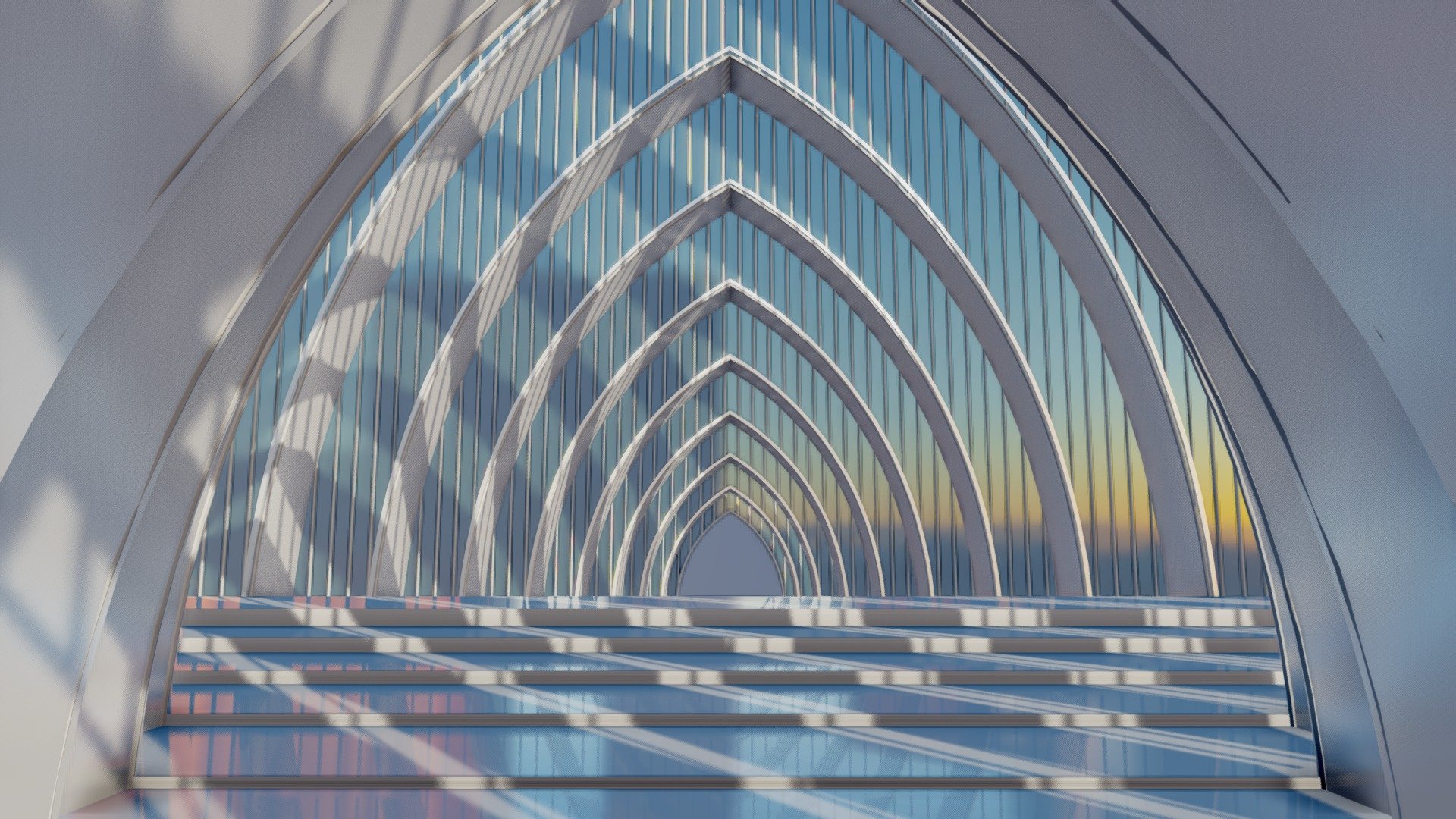 Futuristic Building Interior Exterior