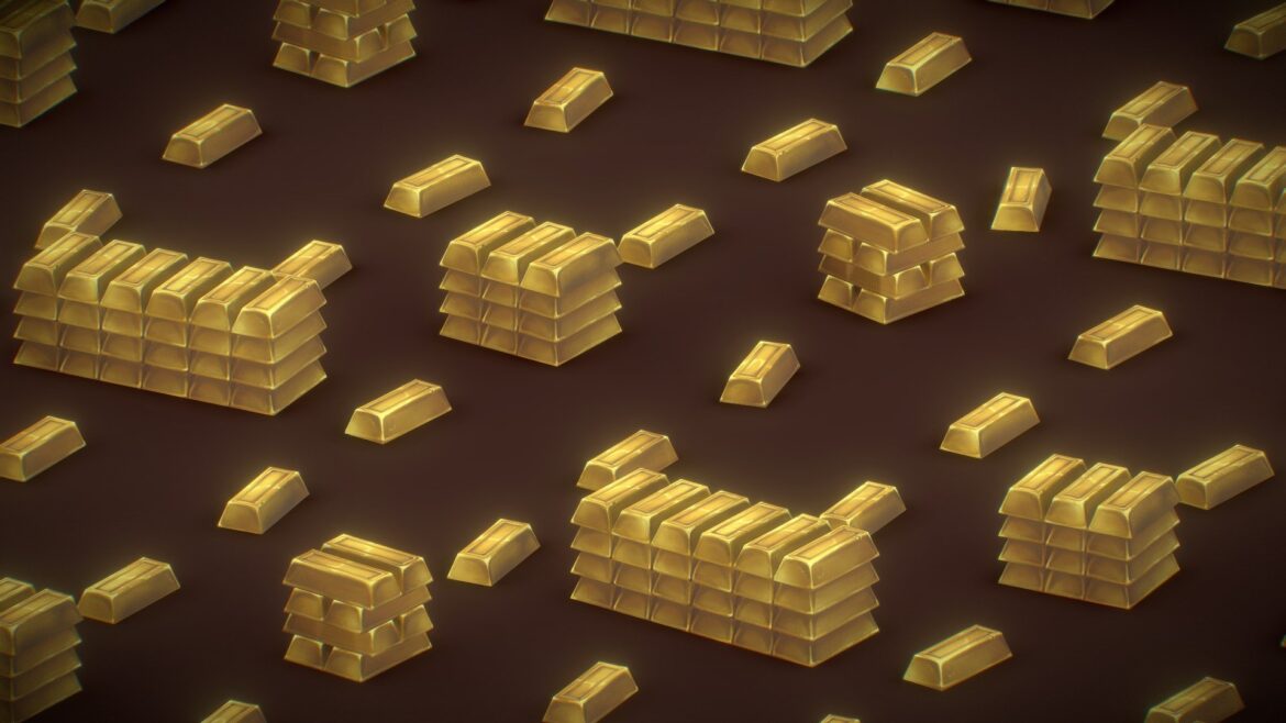 gold bar set hand painted series preview 3d model