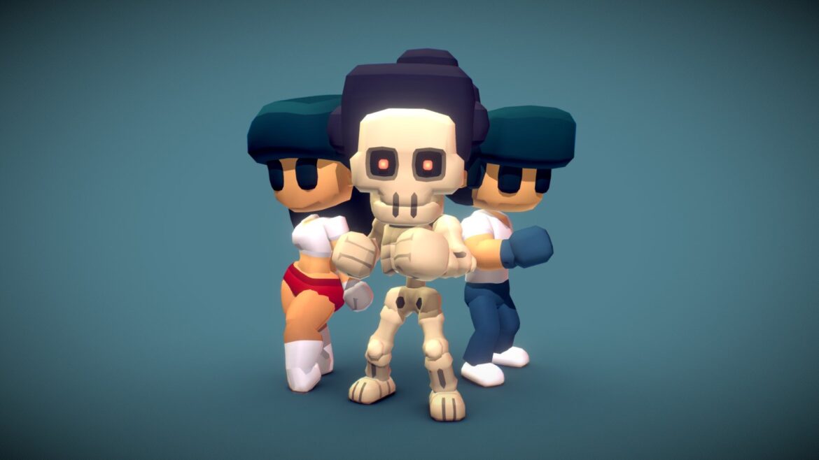 Hyper Casual Characters 3d Model - Low poly hyper casual game characters proto series featuring a simple girl, guy, and skeleton models optimized for mobile games