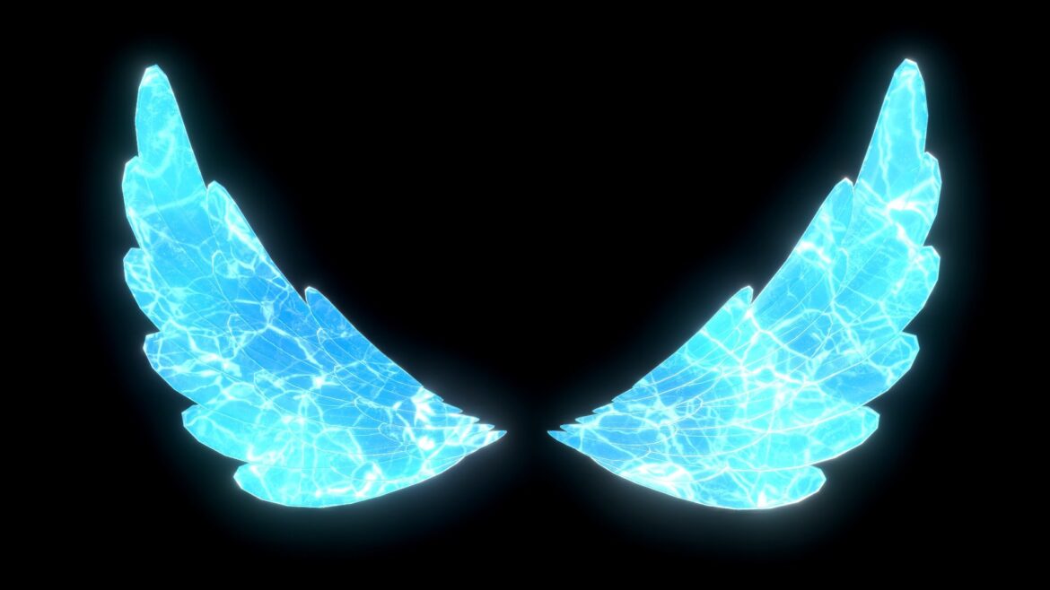 Ice Wing 3d Model - Low poly stylized ice wing 3d model with sharp crystalline edges for game development
