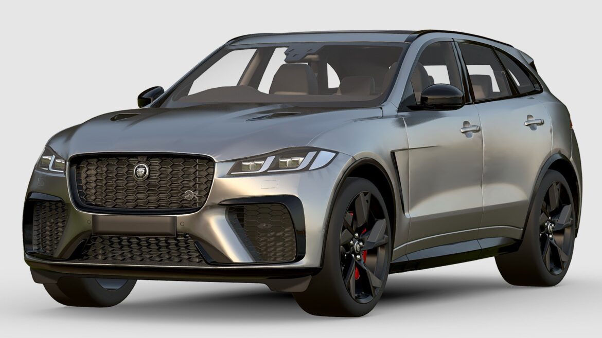 Jaguar Fpace Svr 3d Model - High-quality 3D model of a Jaguar F-Pace SVR performance SUV with detailed exterior and SVR rims.