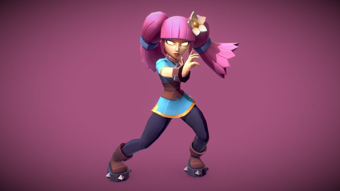 kung fu girl ya hand painted series 3d model
