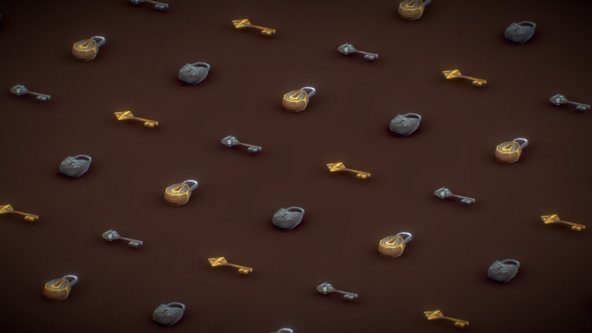 lock and key set hand painted series preview 3d model