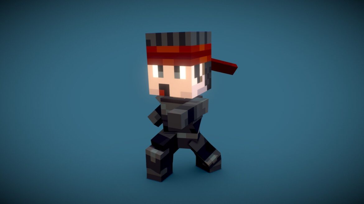 low poly 3d pixel man 3d model