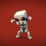 Low Poly 3D Pixel Skeleton