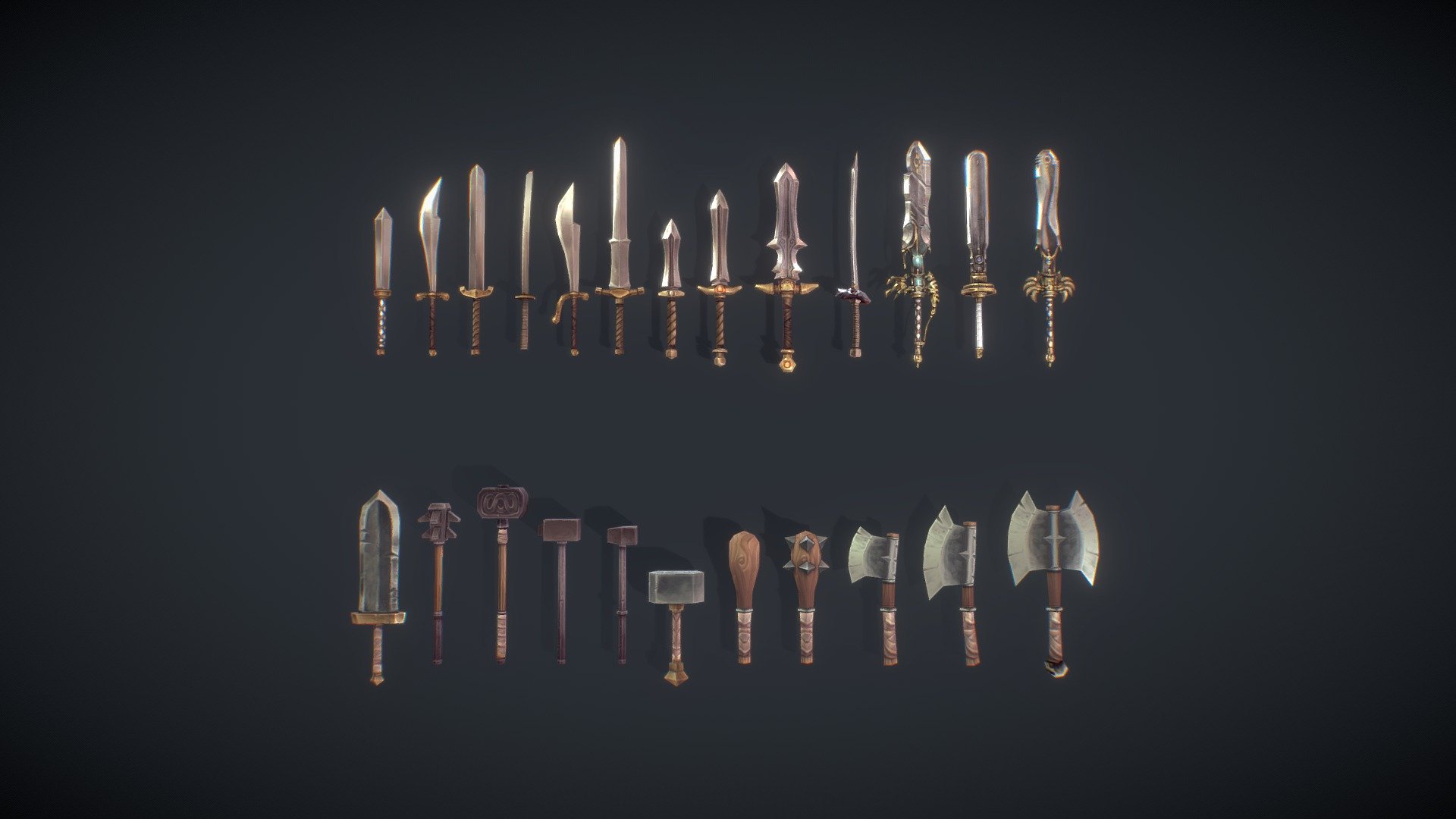Low Poly Hand Painted Modular Weapon Set
