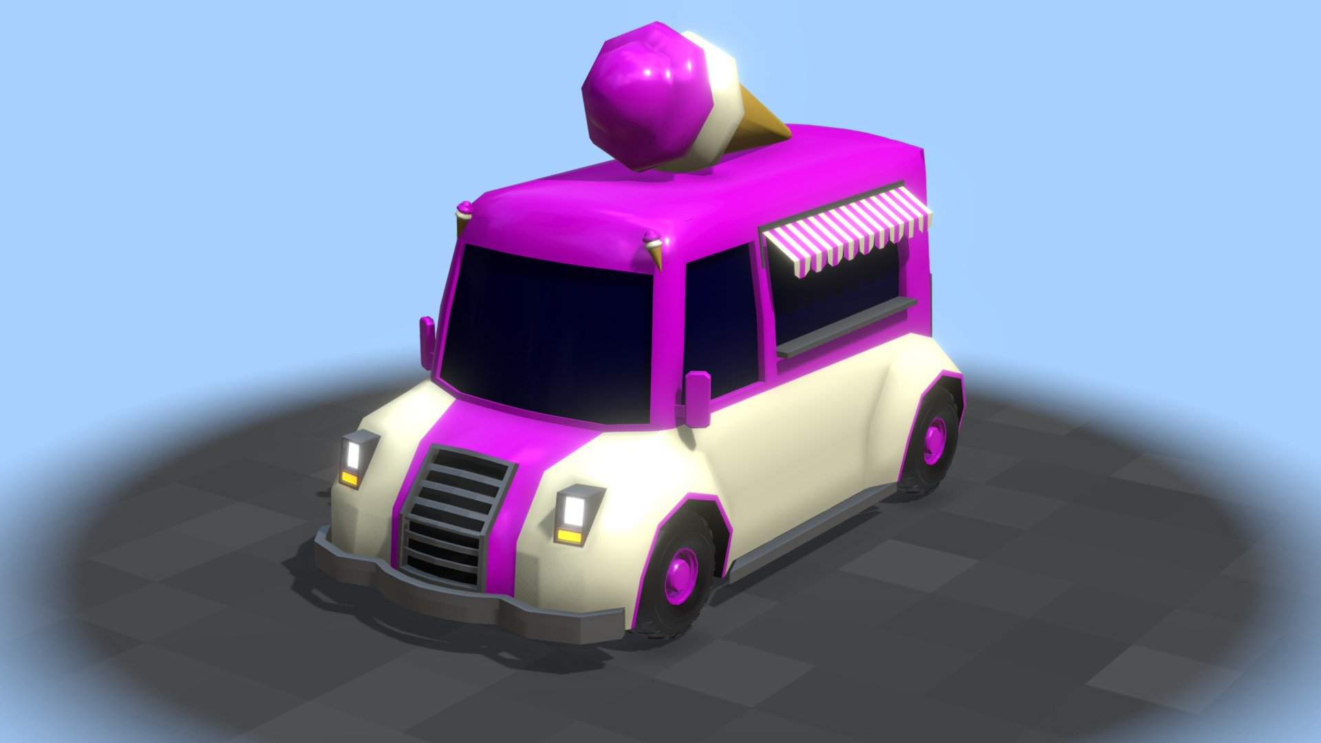 Low Poly Ice-Cream Van