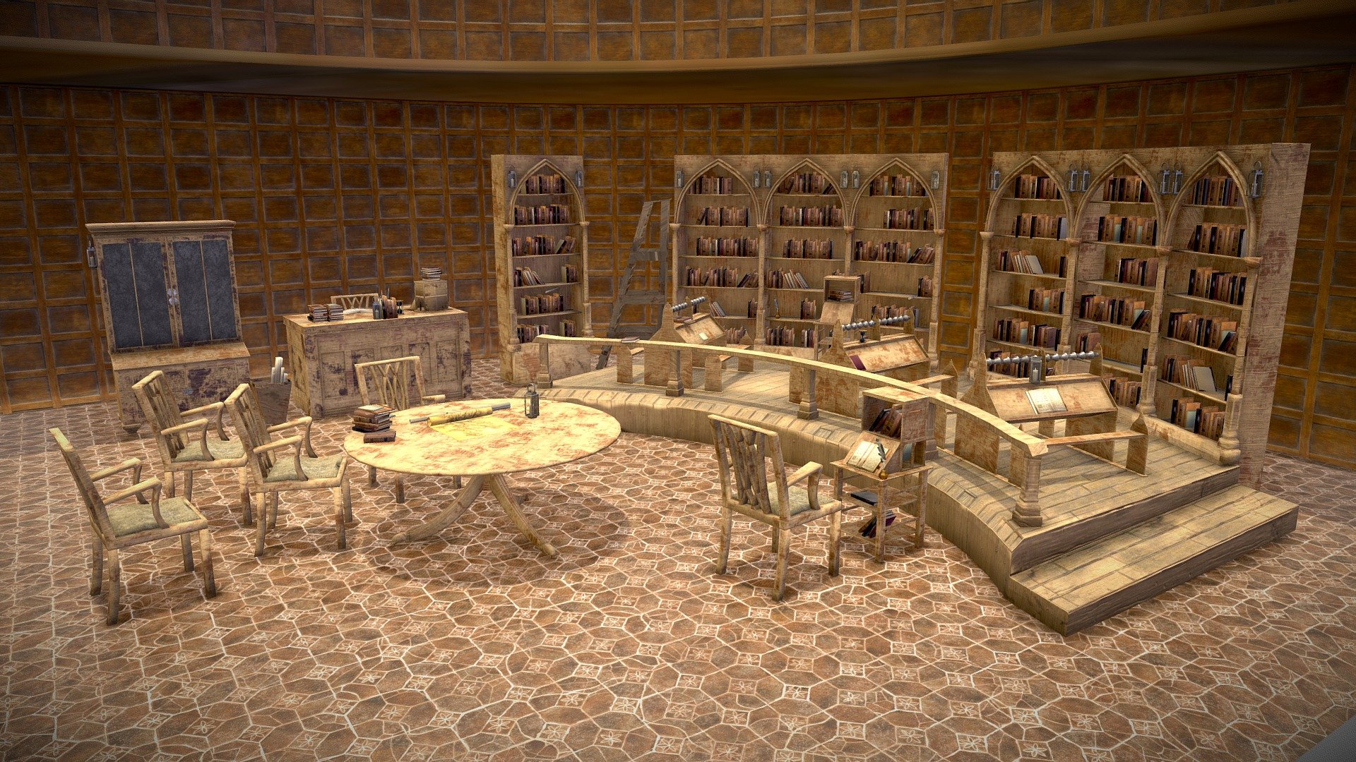 Medieval Library Model Pack low-poly 3D Model