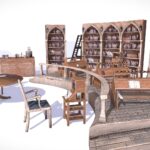 medieval library model pack low poly 3d model