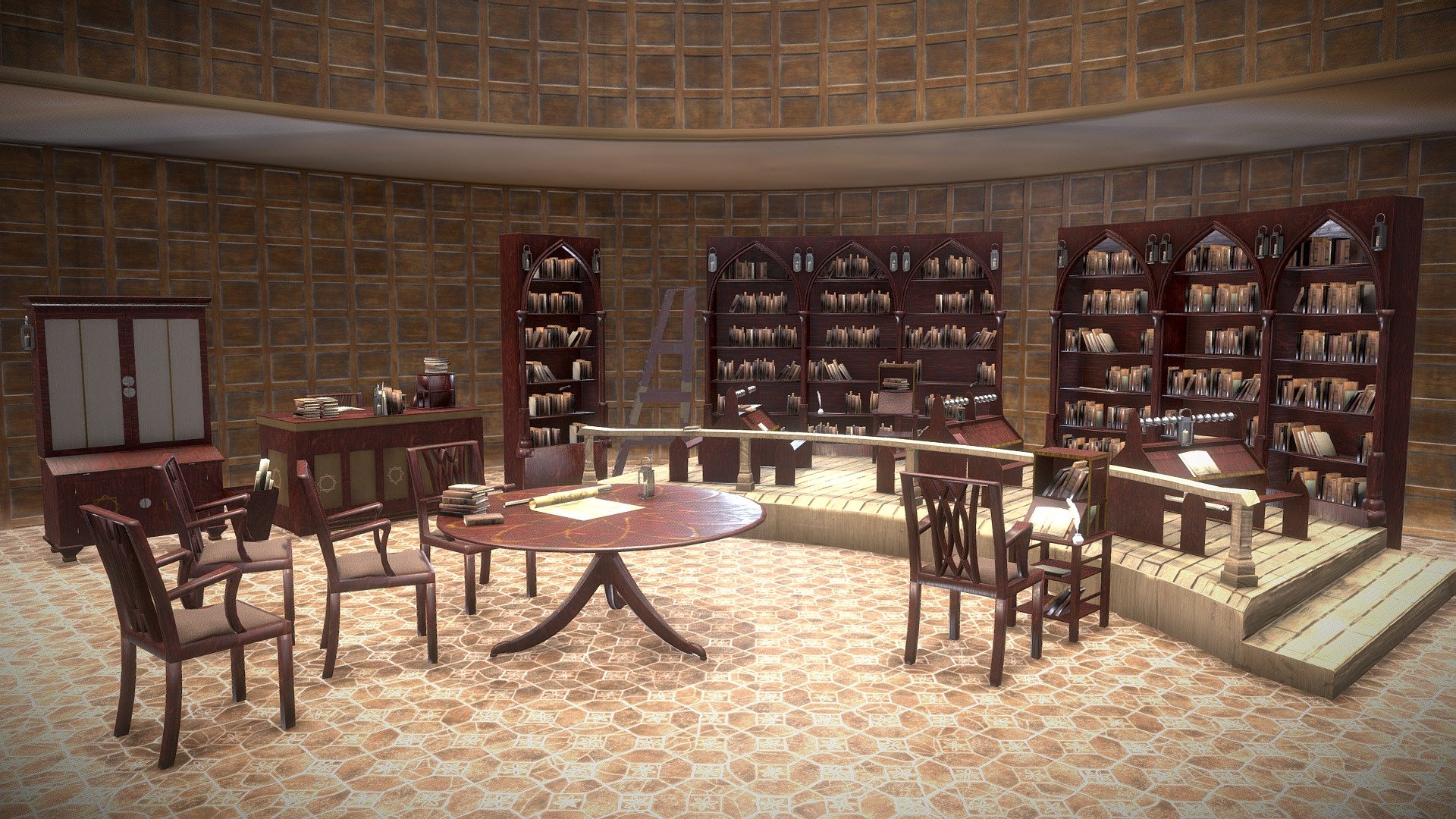 Medieval Library Model Pack Mocha