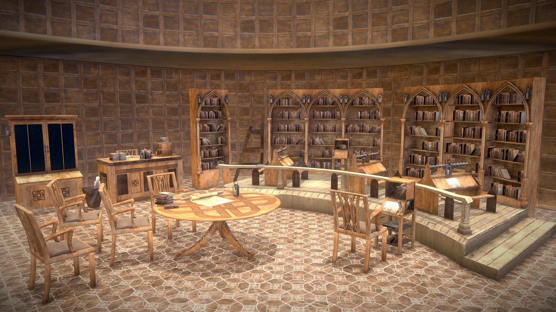Medieval Library Model Pack low-poly 3D Model