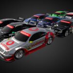 Dtm 2002 Car 3d Model - Low poly DTM 2002 racing car models including Mercedes, Audi, and Opel variants.