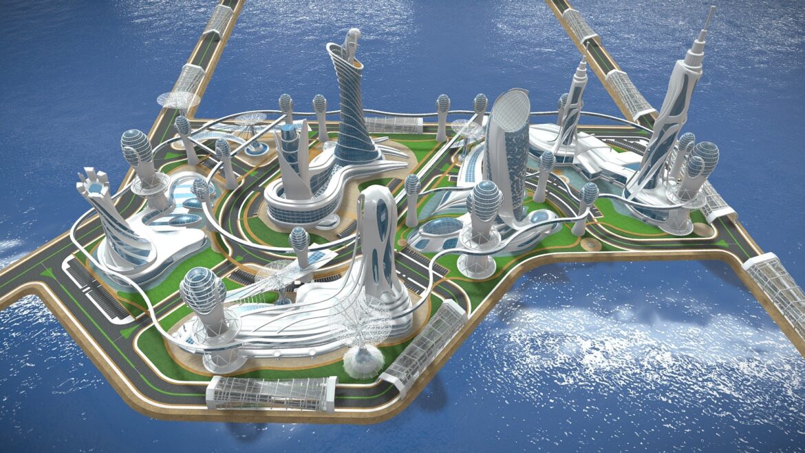 0080 futuristic island 3d model